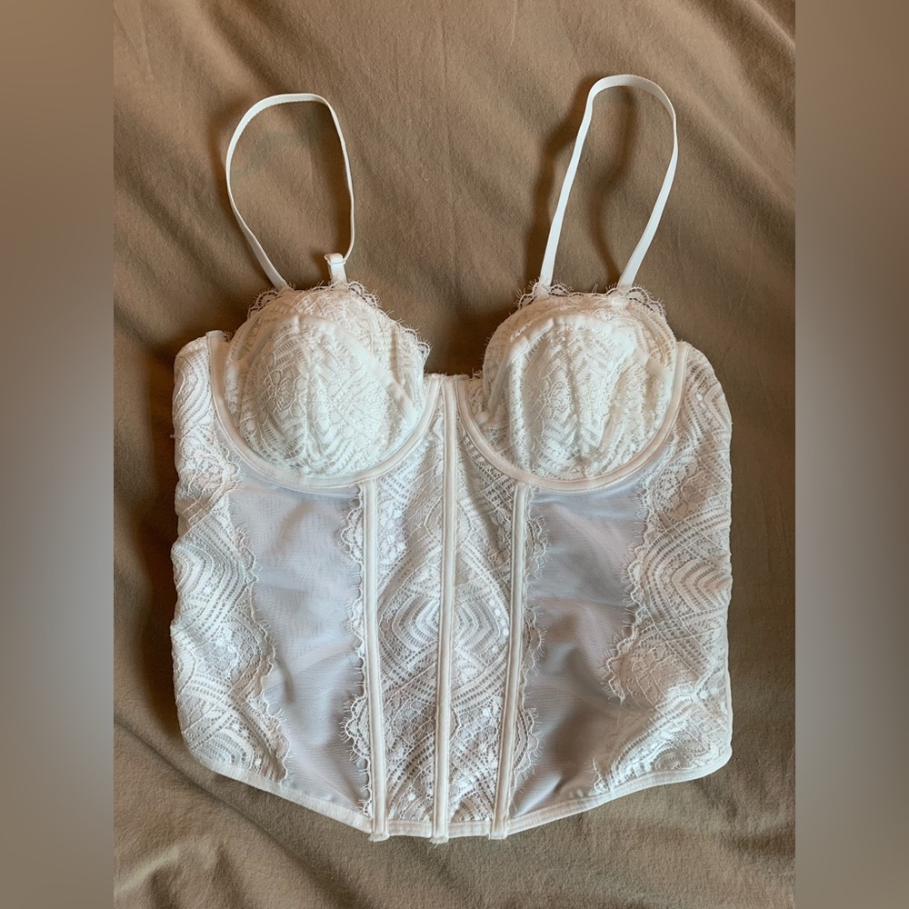Chrishell lace mesh bustier corset top